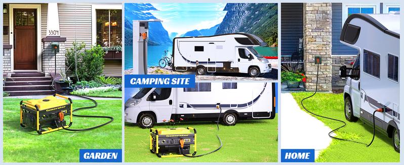 Nilight 50 Amp 25FT RV Locking Extension Cord 250V Heavy Duty 6/3+8/1 Gauge Pure Copper STW Wire ETL Listed 4 Prong 14-50P SS2-50R 50F/50M Cable Suit for Trailer Campers Caravan Outdoor