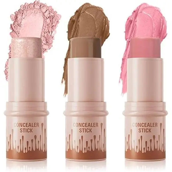 3Pcs Contour Stick Set-Creamy Contour Stick with Blush & Highlighter & Bronzer Not Greasy, Long-Lasting, Waterproof, Contouring Pen Easy to Contour the Face skin tint