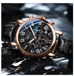 CHENXI 973 Multi-function Business Moon Phase Date Waterproof Rome Analog Imported Men Wristwatch Dial Quartz Leather Watches