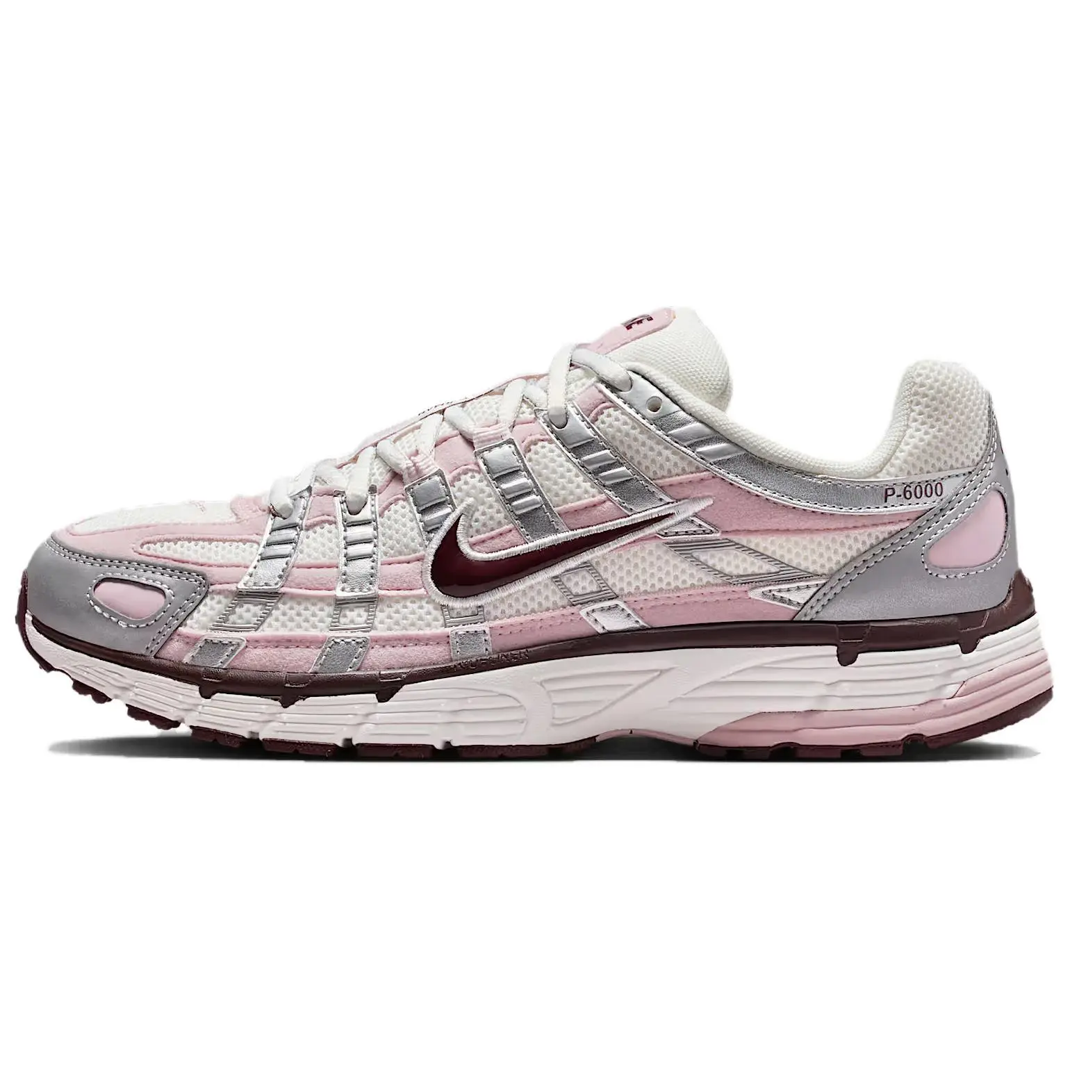 Nike Wmns P-6000 Silver Burgundy Plum Chalk Sports Sneaker - Breathable Mesh, Comfortable Cushioning, Durable Outsole, for Daily Wear & Casual Runners