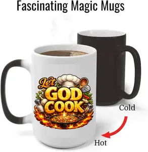 Let God Cook Christian Mug | Faith Over Fear Coffee Cup | 11oz, 15oz & Magic Color-Changing Mug | Support God’s Building Billy Live Room