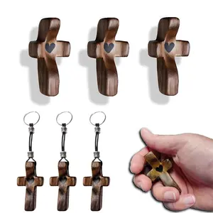 3/6/10/20PCS Pocket Wooden Cross Set – Handheld Cross for Anxiety Relief, Wooden Christian Faith Fidget, Perfect Gift for Prayers, Devotion, Easter, Baptism, & Religious Home Decor
