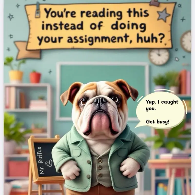 Funny Classroom Posters - Mr Ruffus (pun) You're Reading This Instead of Doing Your Assignment Huh? Yup I Caught You Get Busy Design(personification) Decor Wall Decoration Artistic Photo Print Ornaments