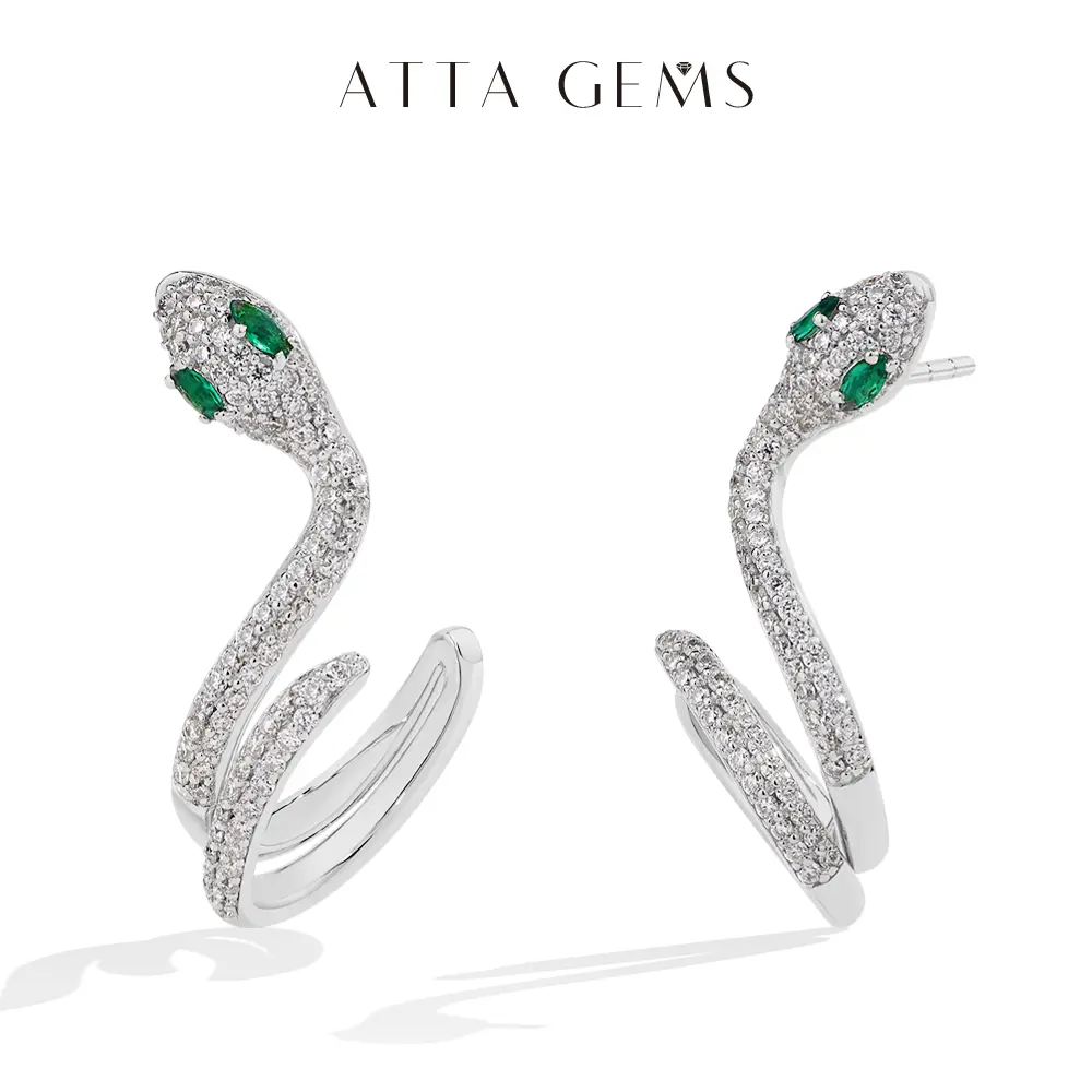 Stud Earrings for Women, Funky Snake-Shape Lab Created Moissanite, Shining Unique Accessory for Party Wear E034, Shining Earrings, Jewelry, Funky Unique Accessories, Accessories Adults