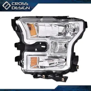 CROSSDESIGN Fit For 2015 2016 2017 Ford F150 Left Driver Side Halogen Headlight Lamps Assy