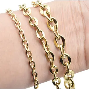 Gold Stainless Steel Chain - Oval Link Curb Chain 4mm 6mm 8mm Durable Jewelry