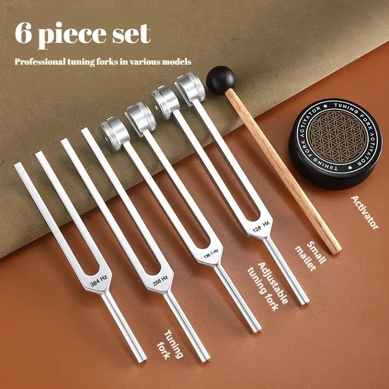Resonance Sound Healing Tuning Fork Set – 128Hz, 136.1Hz, 256Hz, 384Hz with Activator – Sound Therapy for Stress Relief, Deep Relaxation & Chakra Balancing