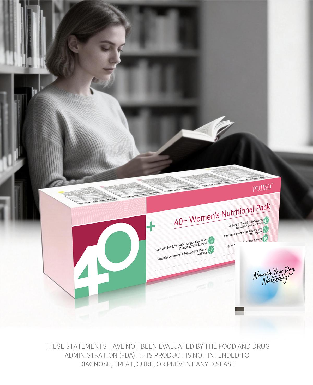 Puiiso 40+ Beautypack Women's Daily Supplement: Multivitamin, Calcium, Magnesium, Turmeric, White Tomato, Collagen, Collagen Peptides | Skin Care, Anti-aging, Antioxidant, Sleep, Stress Support | 30-Day Health Pack Dietary Collagen Fitness Minerals