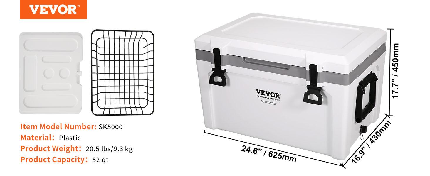 VEVOR Insulated Portable Lunchbox Cooler, TikTokShopBlackFriday, Max 52 qt - Holds 50 Cans, Ice Retention Hard Cooler with Heavy Duty Handle, Ice Chest Lunch Box for Camping, Beach, Picnic, Travel, Outdoor  VEVOR Super Brand Day