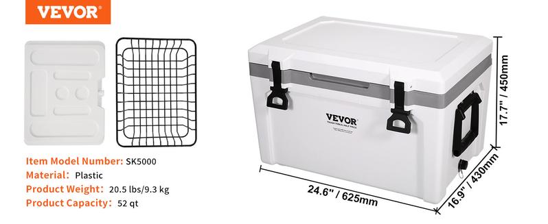 VEVOR Insulated Portable Lunchbox Cooler, TikTokShopBlackFriday, Max 52 qt - Holds 50 Cans, Ice Retention Hard Cooler with Heavy Duty Handle, Ice Chest Lunch Box for Camping, Beach, Picnic, Travel, Outdoor  VEVOR Super Brand Day
