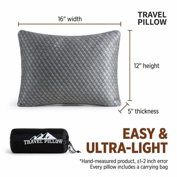 【Small Shredded Memory Foam Pillow】Your All-in-One Travel & Camping Pillow — Medium Firm Support, Breathable Cover, Perfect for Backpacking, Hiking, Flights & Road Trips!