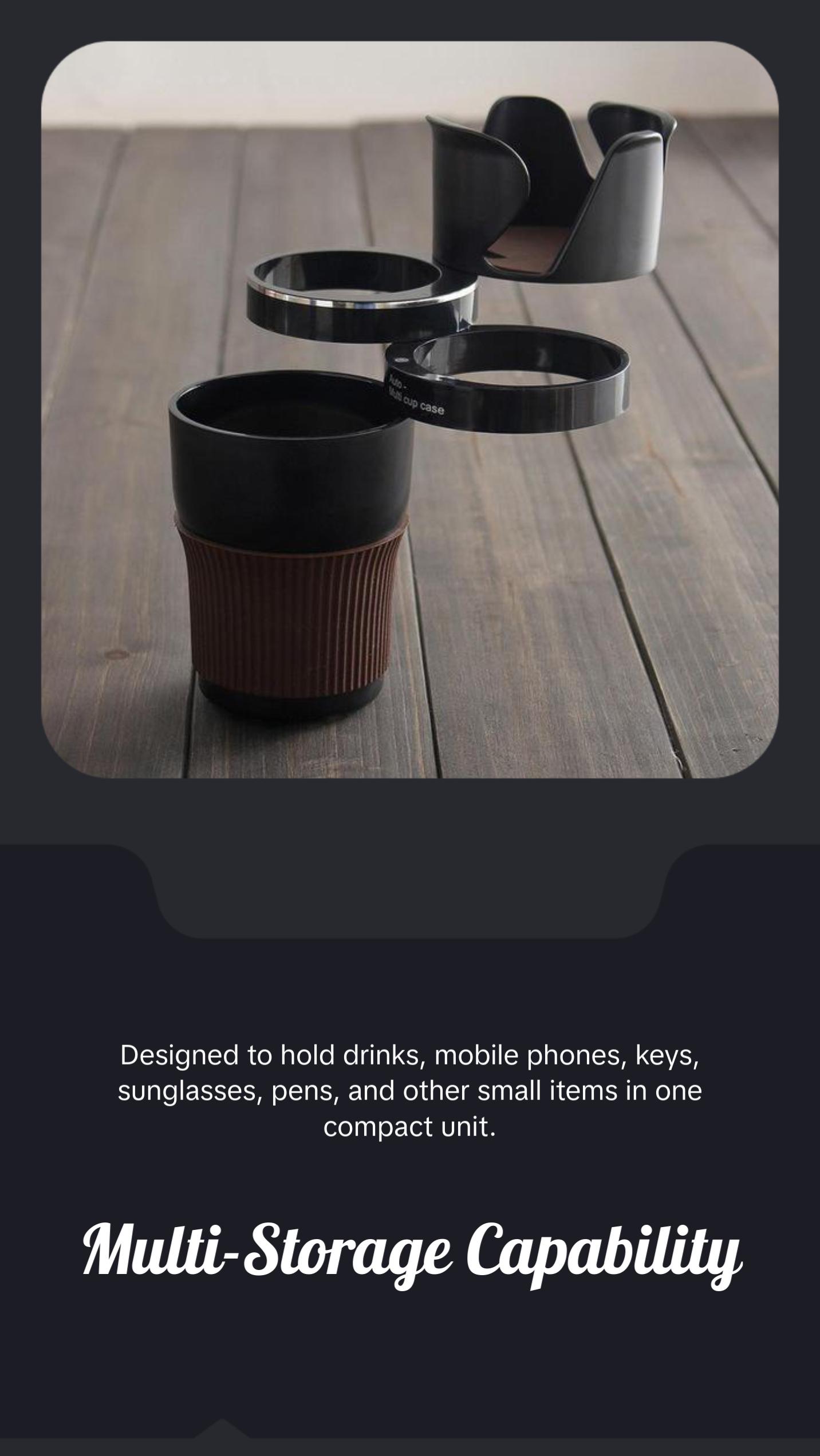 Car Cup Holder with Rotating Stand-Versatile Organiser