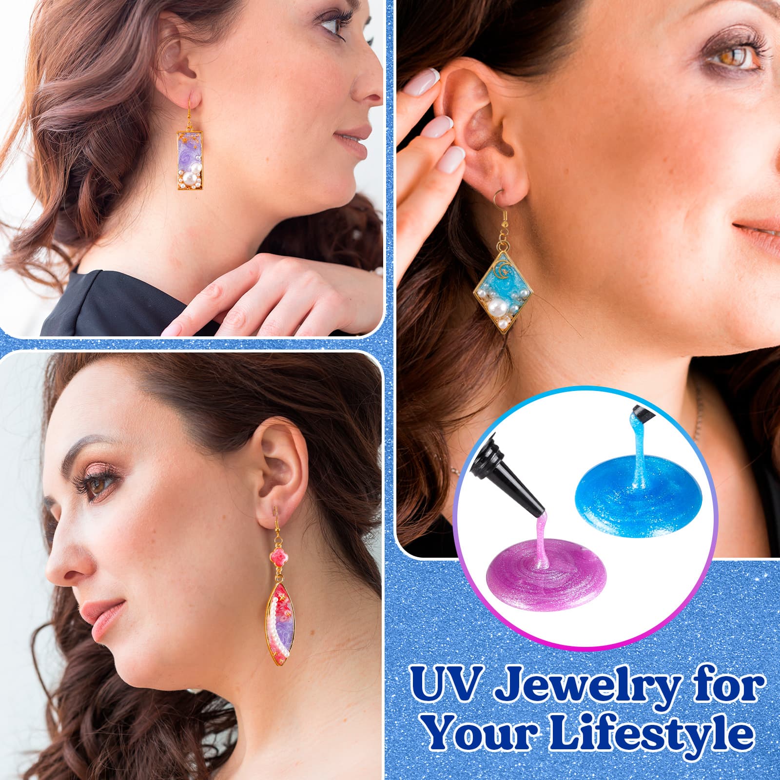 Pearlescent UV Resin, 10 Colors Colored UV Resin, Low Odor & Minimal Bubbles for Resin Casting and Coating, Jewelry Making, Decoration(20g Each) - LET'S RESIN