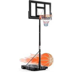 Adjustable Basketball Hoop – Portable Indoor Outdoor System, 6.1 to 10 Ft Height – Family Basketball Goal with Sturdy Base and Wheels for Easy Mobility