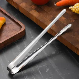 Stainless Steel Barbecue Tongs, 1 Count Durable Food Tongs, Non-slip Kitchen Cooking Tongs, Barbecue Accessories