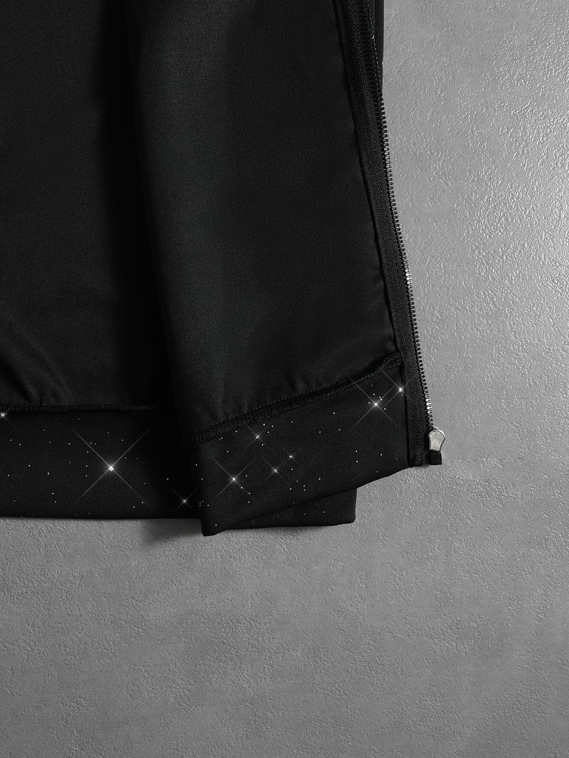 Men's Gypsy star design shiny zipper hooded sweater, soft and skin-friendly fabric, pocket design, street trendy cool style, daily going out on the street, casual commuting adaptation, personalized trend couples versatile wear