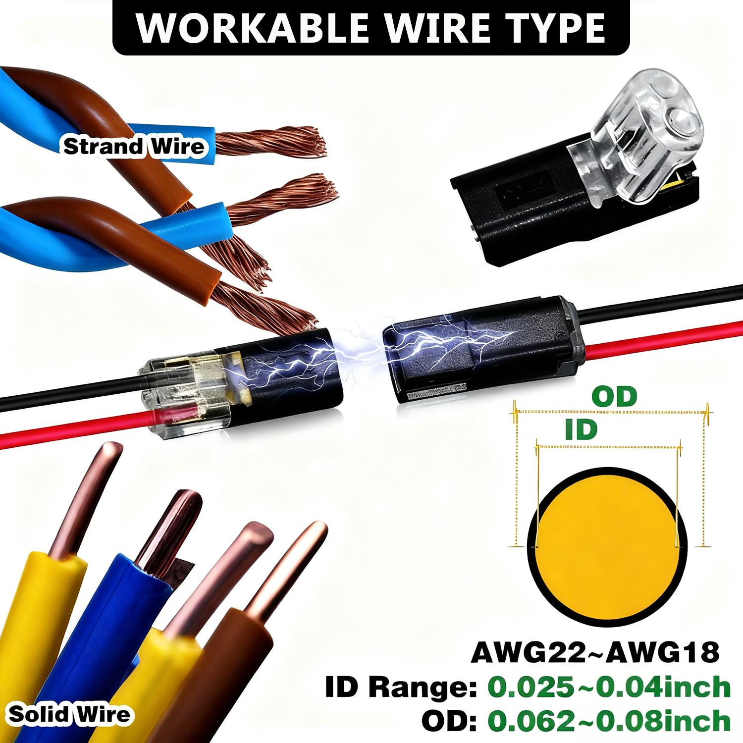 Double-Wire Plug-in Connector 50/100 PCS  Low Voltage Wire Connector with Locking Buckle Fast Connect Plugs Hardware Tools for Repair Renovation DIY Crafts