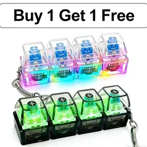 【Buy 1 Get 1 Free】2 Pcs Keyboard Fidget Toy, Fidget Keychain Keyboard with  4 Button Mechanical Style Clicker with Satisfying Tactile Feedback, Stress Relief Clicker Fidget Keyboard, Squeeze Toy for Library Office Home