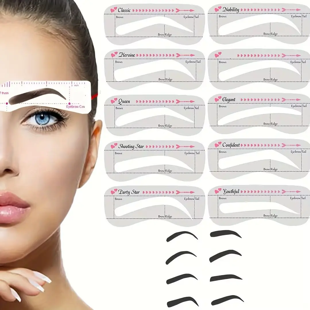 10/20/30Pc Reusable Eyebrow Stencil Template Eyebrow Shaping Card DIY Makeup Brow Shaper Tool for Beginner Women Cosmetic Accessory
