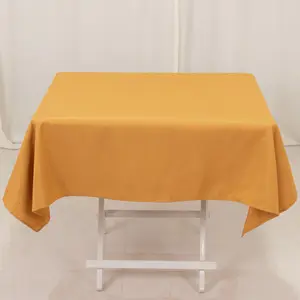 Premium Polyester Square Tablecloth 54"x54" Gold - 220GSM Wrinkle-Resistant & Durable Table Cover for Weddings and Parties