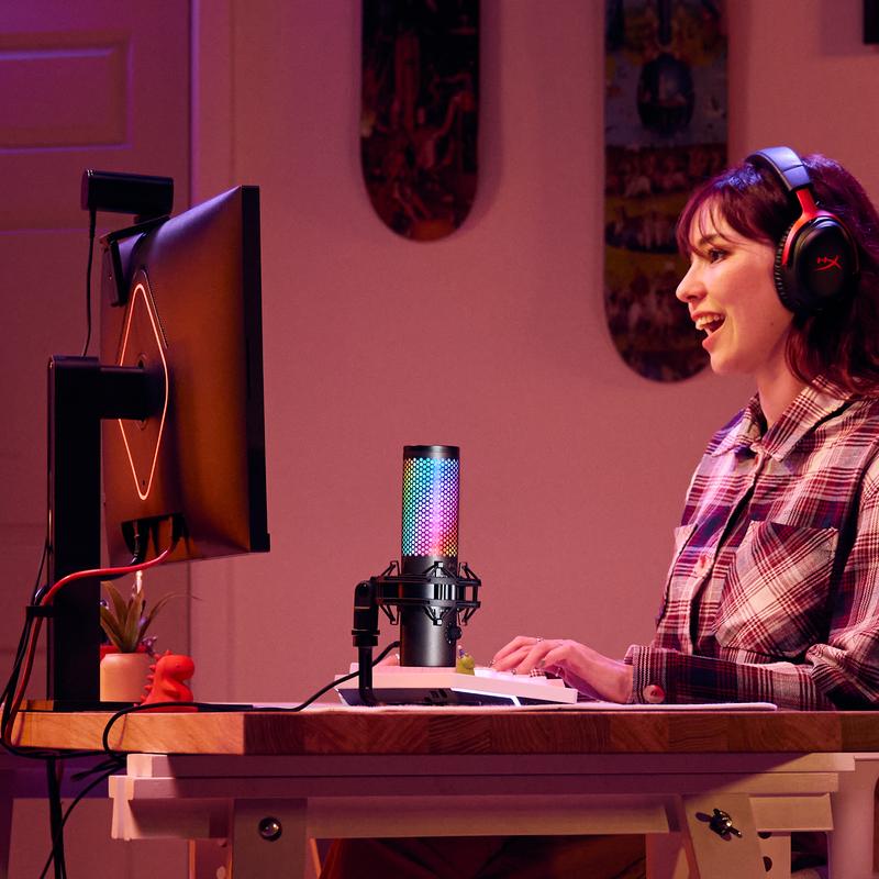 HyperX QuadCast 2 S USB Microphone with RGB Lighting, Tap-to-Mute Sensor, and Multifunction Knob for Enhanced Gaming Experience