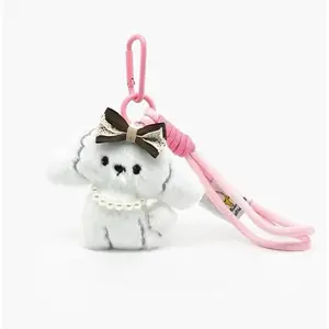 Cute Plush Dog Keychain, Kawaii Puppy Keychain, Elegant Plush Puppy Accessory