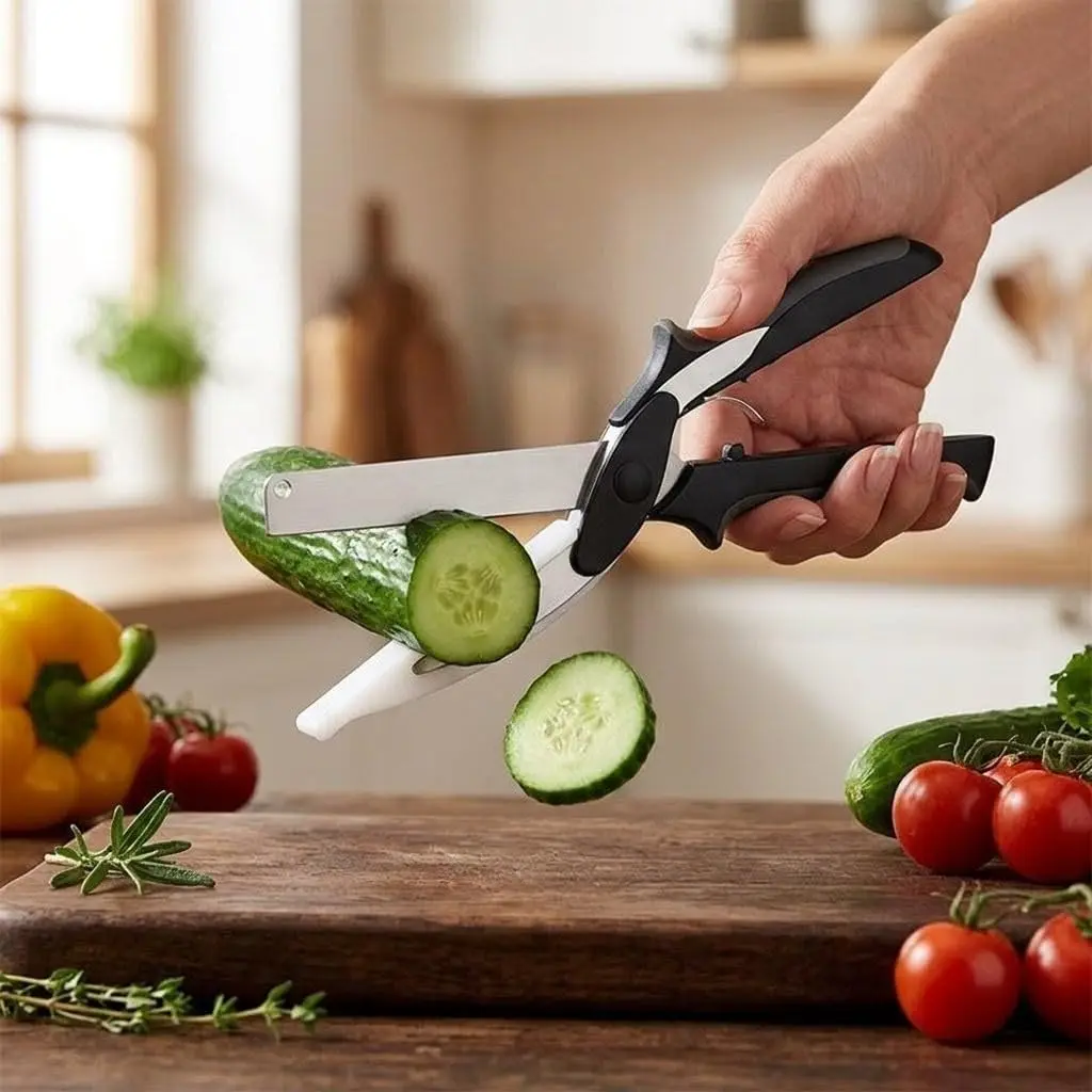 Clever Cutter 2-in-1 Knife & Cutting Board- The Original Quickly Chops Your Favorite Fruits, Vegetables, Meats, Cheeses & More in Second, Replace your Kitchen Knives and Cutting Boards