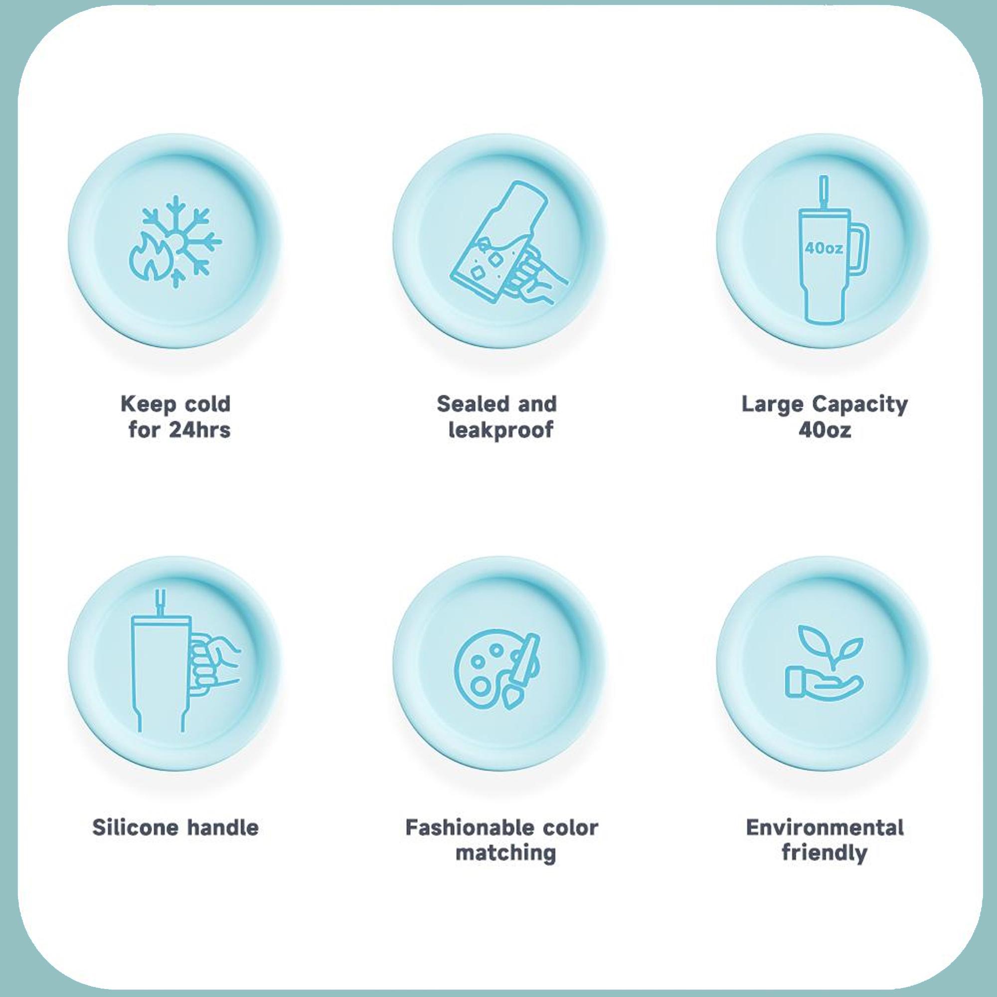 【Latest Style】 - Meoky 40oz Stay Hot Or Cold All DayStainless Steel Thermos Cup, Perfect For Car, Office & Travel, Large Capacity, Trendy Design, Glow-In-The-Dark White Marine Life, Insulated Mug Tumbler With Handle