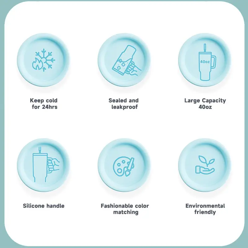 Product Introduction of 【Latest Style】 - Meoky 40oz Stay Hot Or Cold All DayStainless Steel Thermos Cup, Perfect For Car, Office & Travel, Large Capacity, Trendy Design, Valentine's Day gift Ready Glow-In-The-Dark White Marine Life, Insulated Mug Tumbler With Handle 8