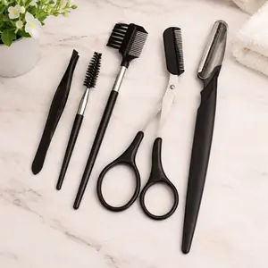 5 Pcs Eyebrow Trimmer Set Scissors Tweezers Eyebrow Razor Scraping Eyebrow Comb Razor Eyebrow Clip Makeup Tools Sets, Professional Eyebrow Trimming Tool for Home & Travel, Makeup