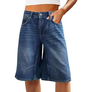 Cicy Bell Women's Summer Wide Leg Denim Shorts Casual Loose Mid Rise Jorts Bermuda Knee Length Jeans Shorts 