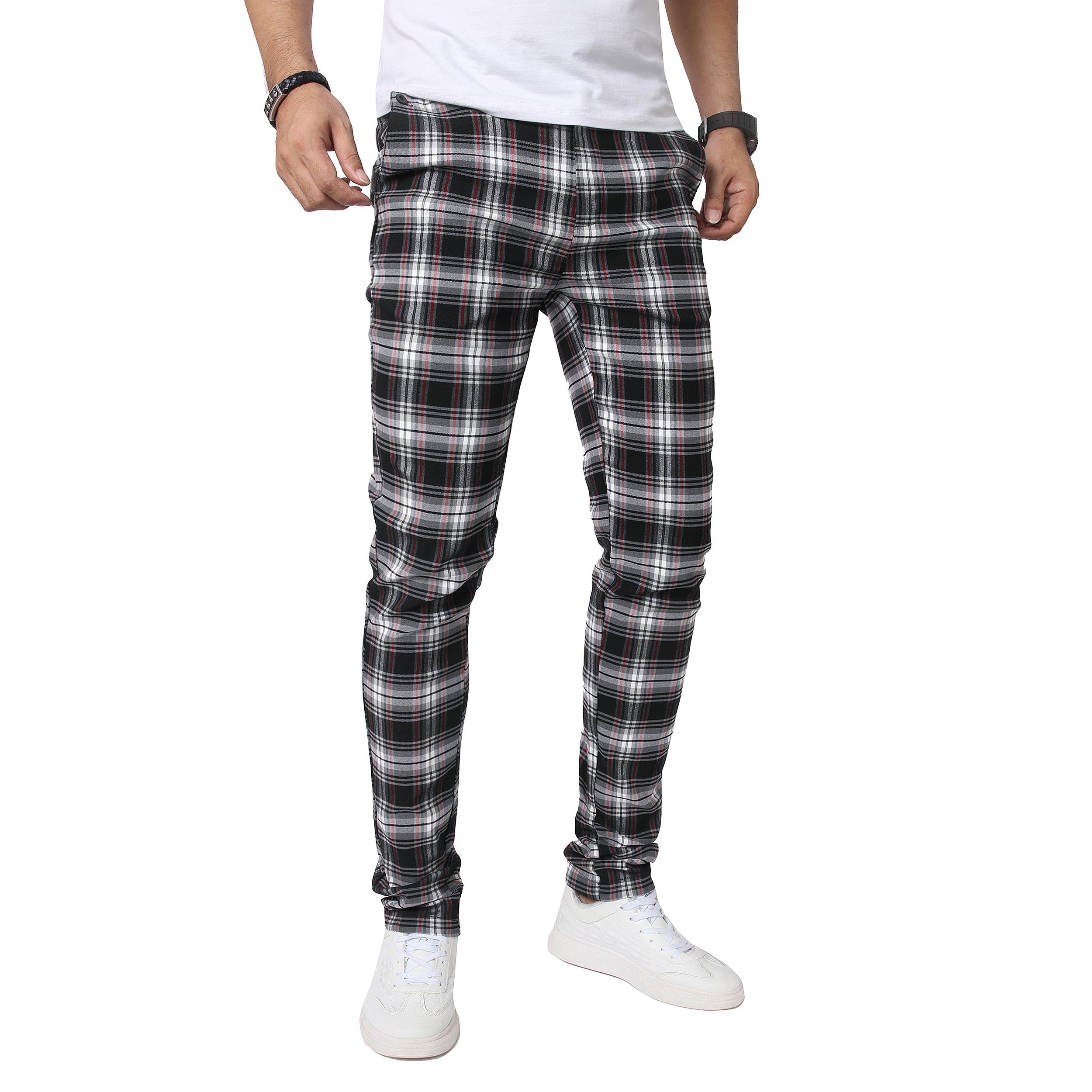 JUNBAOSS Men's Slim Fit Stretch Dress Pants Plaid Skinny Pants for Men, Straight Leg Fashion Comfort Flex Waist Pants, Men's Casual Business Golf Dress Chinos Pants