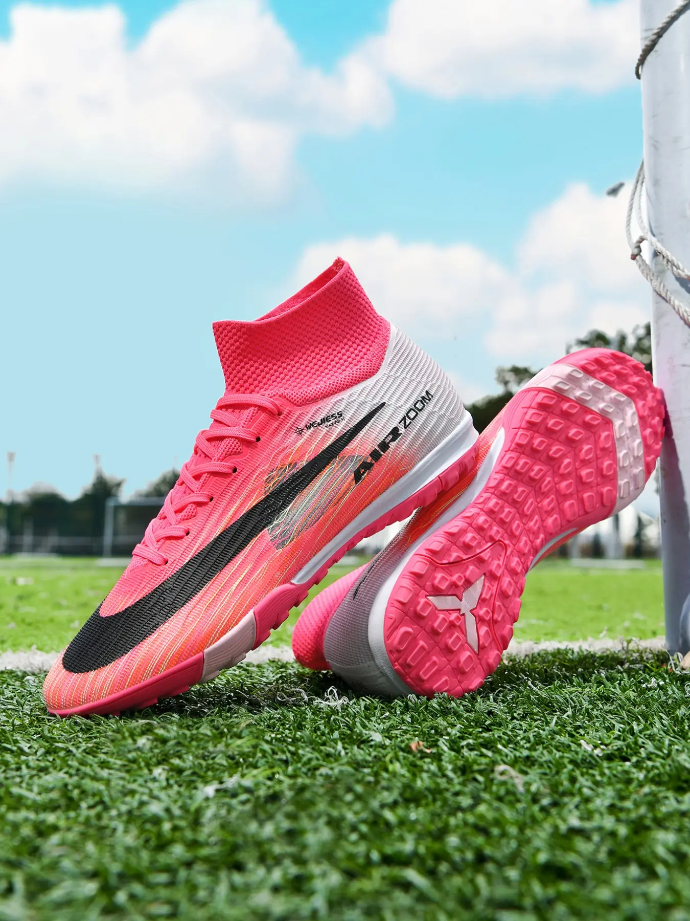 Youth Men's Professional Soccer Shoes, Long Studs, Comfortable PU Leather, Anti-Twist, All Seasons, Sizes 35-45, 3 Colors