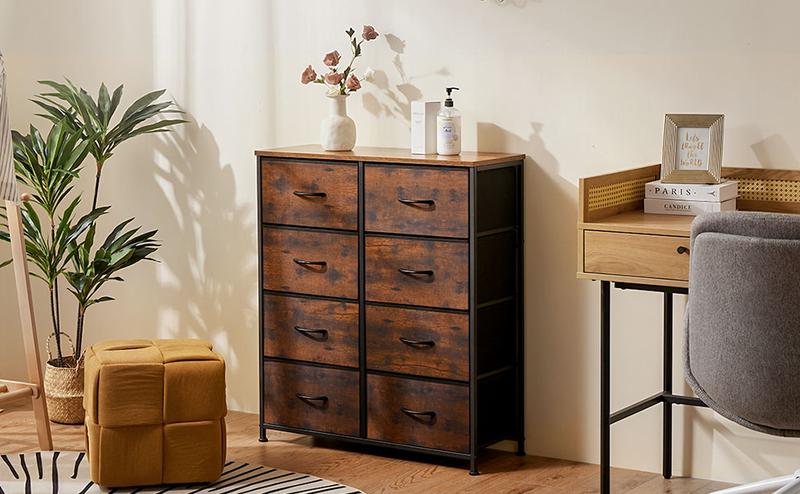 【New Year Gifts】Chest of Drawers with Fabric Drawers, Sideboard with 8 Drawers, Drawer Cabinet for Kitchen, Office, Hallway, and TV Cabinet drawer dresser