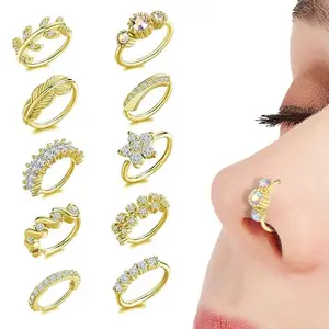 9Pcs 20G Stainless Steel Nose Rings Hoop for Women Men Paved CZ Cute Cartilage Helix Earrings Body Piercing for Nose Ear Gold Silver