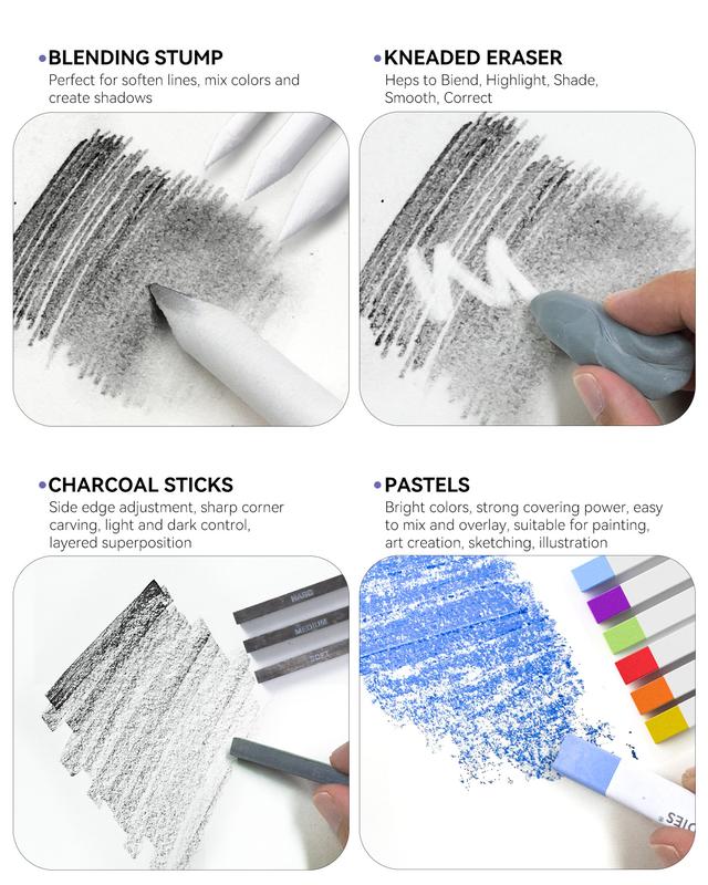 52/73PCS Advanced Art Supplies Drawing Kit with Fineliner Pens, Mechanical Pencils, 3-Color Sketchbook, Charcoal Sticks,Pastels for Sketching Drawing Comics Gifts for Professionals Artists,educational, Adults and Artists, Artist Drafting 52/73PCS Advanced Art Supplies Drawing Kit with Fineliner Pens, Mechanical Pencils, 3-Color Sketchbook, Charcoal Sticks,Pastels for Sketching Drawing Comics Gifts for Professionals Artists,educational, Adults and Artists, Artist Drafting