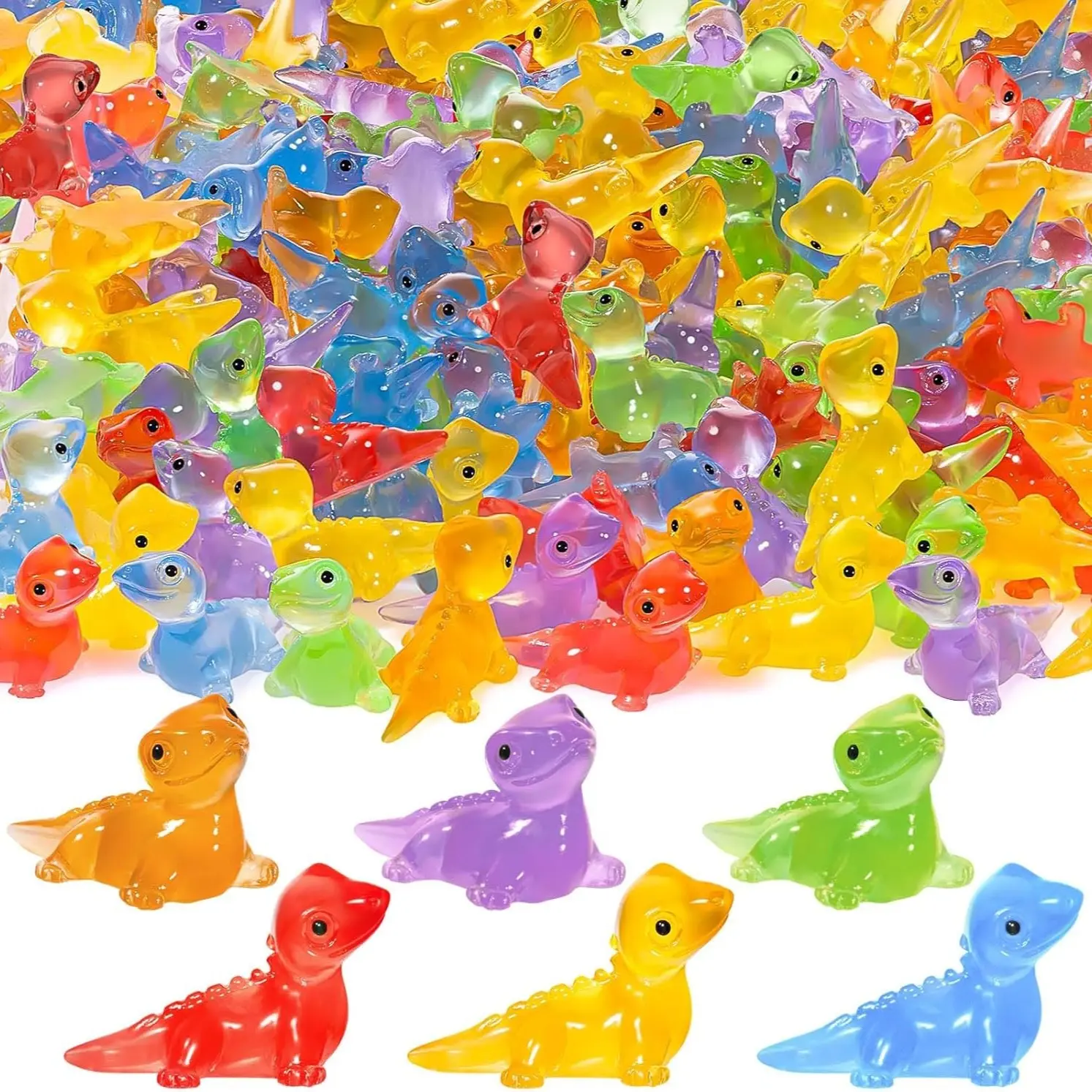 50/100pcs Glow-In-The-Dark Resin Lizard Figurines, Resin Animal Sculptures, Animal Design Semi-Transparent Lizard Statues, Animal Resin Models for DIY Crafts, Landscaping, Decorative Figurines