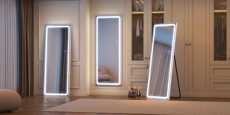 [LIVE3] 64” x 21” Full Length Mirror with LED Light, Floor Hanging Mirror Wall Mounted, Dimming & 3 Color Lighting for Bedroom Cloakroom Decor