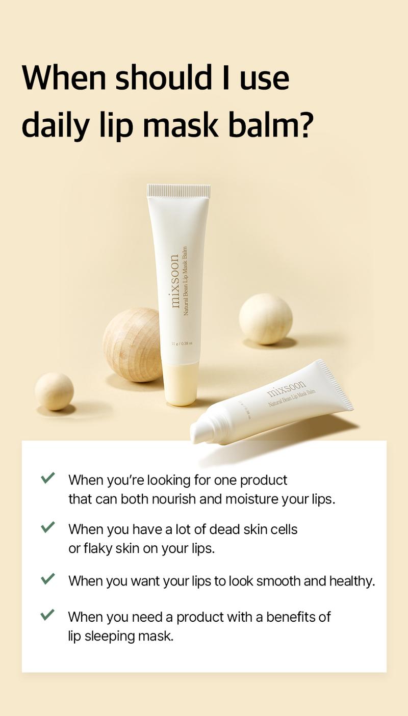 [mixsoon Official Shop] Natural Bean Lip Mask Balm - Lip Treatment for Dry Cracked Lips, Korean Skin Care