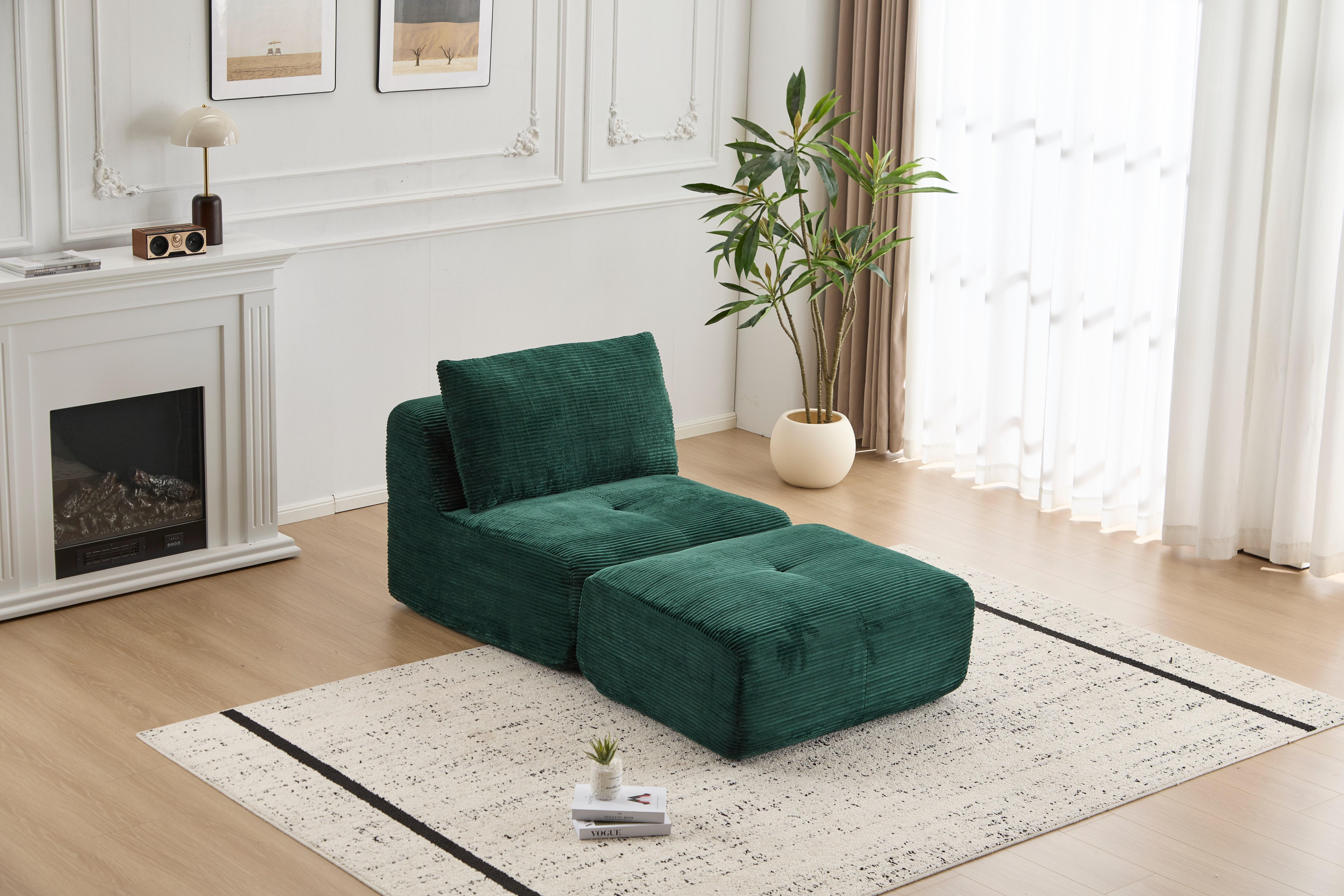 QAK 114" Cloud Modular Section Sofa Large Sectional for Living Room Pet-friendly Corduroy Fabric Extra-deep Seat High-Density Foam Individual Springs No Assembly Needed