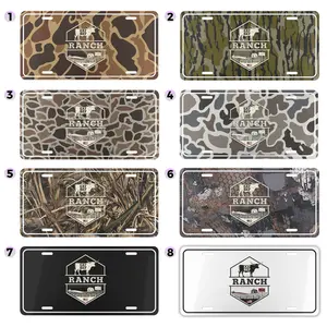 Eat Beef Ranch Landscape License Plate, 12" x 6" Aluminum Vanity Tag, US Vehicles, Country Farm Scene, Old School Camo Style, best gift