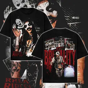 [WWE] Rhea Ripley Brutality Cotton Graphic T Shirt, WWE Women’s Wrestling Fan Tee, Judgment Day Rhea Ripley Shirt, Gothic Wrestling Streetwear Graphic T-Shirt for Men Women WWE Wrestling Fans