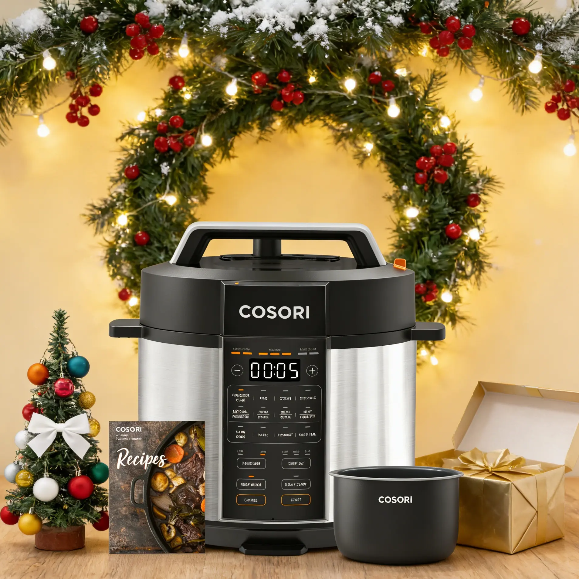 COSORI 6-Qt Programmable Electric Pressure Cooker - 9-in-1 Multifunction Appliance, Rice Cooker with Sous Vide, Sterilization, 1100W Power, Stainless Steel Design, Aluminum Inner Pot, Included Recipes,home essentials