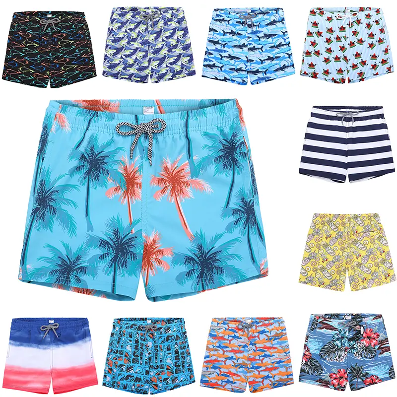 Boys' Quick-Dry Swim Trunks, Printed Childrens Swimwear with Mesh Lining and Pockets for Toddler to Big Boys, Sizes 2T-16, Swimming Bathing Suit, Animals, Youth Swim Trunks, Toddler Bathing Suit