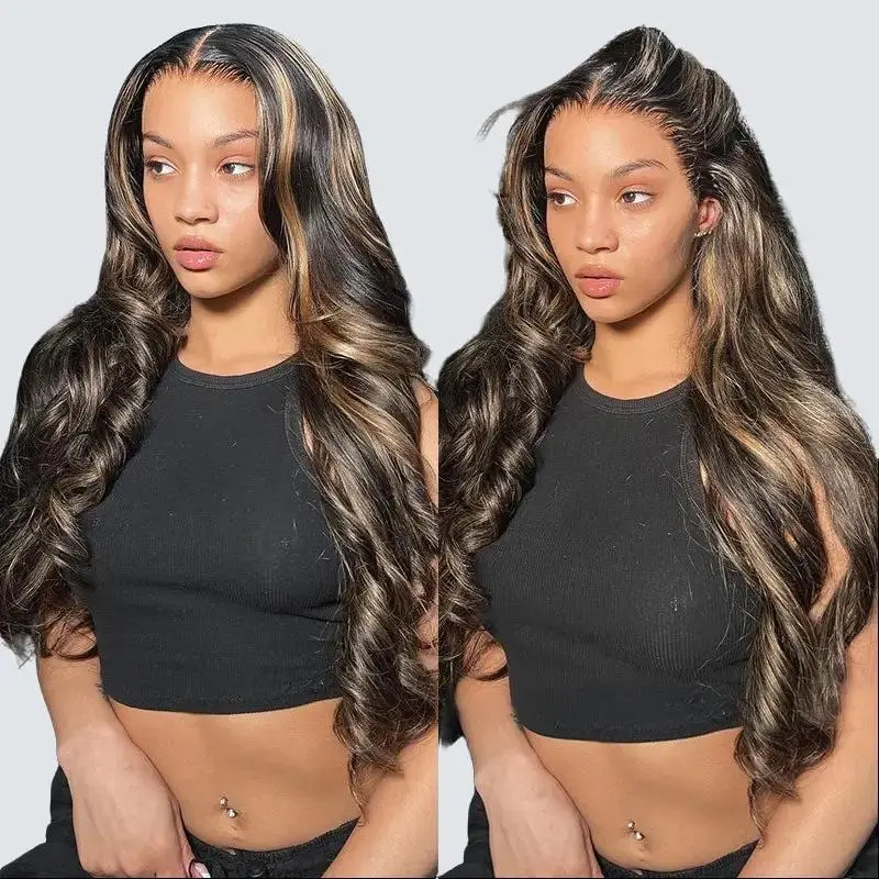 [Highlight Balayage] Megalook 13X6 Glueless Straight/Body Wave Lace Frontal Wig Pre-everything Tiny Knots HD Lace Wig Real Ear To Ear With Drawstring Band #Summervibes