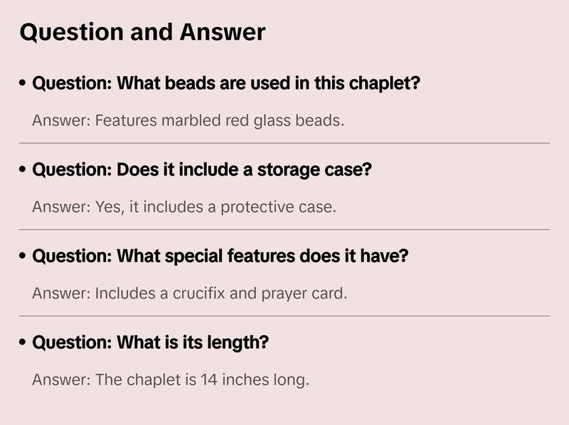 Precious Blood Chaplet with Prayer Card