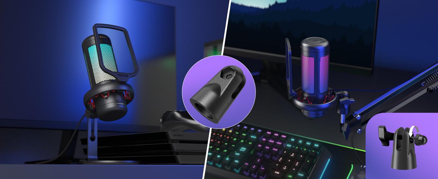 TONOR TC320 USB Type-C Streaming Mic, for Gaming, Live Streaming, Podcasts, Recording, Condenser Mic  with Stand, Compatible with PC/Mac/PS4/PS5/Switch/Type-C Phones Black