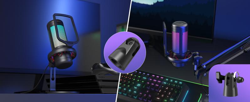 TONOR TC320 USB Type-C Streaming Mic, for Gaming, Live Streaming, Podcasts, Recording, Condenser Mic  with Stand, Compatible with PC/Mac/PS4/PS5/Switch/Type-C Phones Black