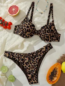 VYNCE Swim Vcay Leopard Print Bikini Set, Vacation Beach Bikini Set For Summer