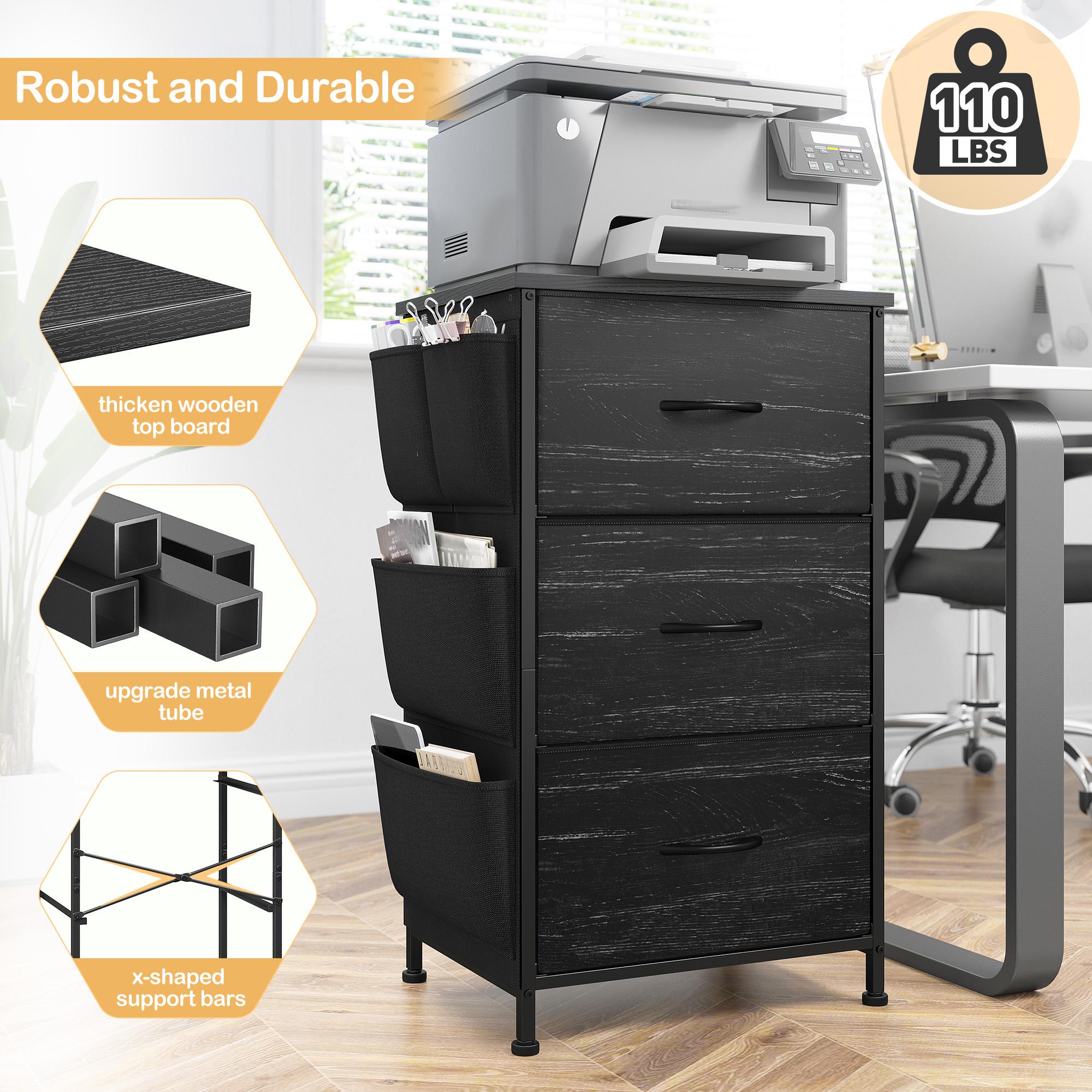 Homkdom Nightstand Sets of 1/2 With 3 Drawers,25.6 Inch Bedside Table with Side pocket & Wooden Top, Small Dresser for bedroom,Living Room,Entryway